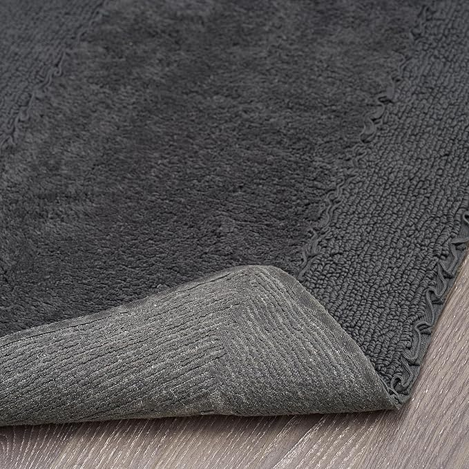 Laura Ashley Ruffle Border 100% Cotton Bath Rug, Dark Gray, 17"x 24"