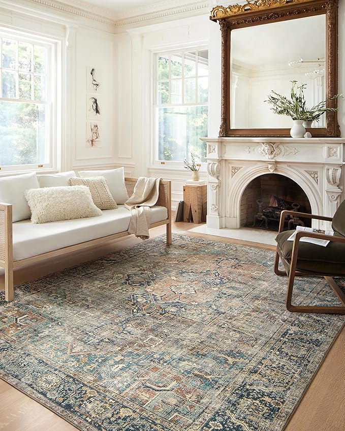 Loloi Margot Collection MAT-02 Terracotta/Lagoon 2'-6" x 11'-6" Runner Rug feat. CloudPile, No-Shed Easy Clean Large Patterned Area Rug for Living Room, Bedroom, Dining Area