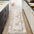Runner Rug 2'x8' Vintage Washable Non-Slip Runners for Hallways Kitchen Entryway Laundry Room Floral Carpet Hallway Runner Orange