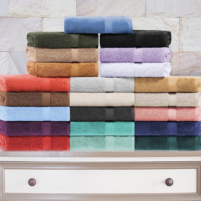 Superior Egyptian Cotton Pile 10 Piece Towel Set, Includes 2 Bath, 4 Hand, 4 Face Towels/Washcloths, Ultra Soft Luxury Towels, Thick Plush Essentials, Guest Bath, Spa, Hotel Bathroom, Red