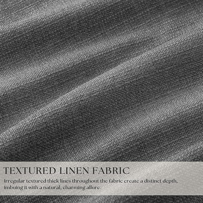 Dark Grey Pinch Pleated Blackout Curtains 108 Inches Long for Bedroom 100% Black Out Thick Linen Dual Layer Pleated Drapes Farmhouse Country Charcoal Gray 108 Inch Curtain for Dining Living Room