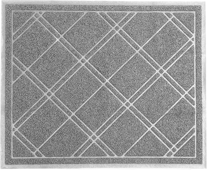 SlipToGrip Door Mat - Durable Door Outdoor Mats for High Traffic - Plaid Grey Mat with Water-Resistant Surface, Dura Loop - No-Slip and Easy-to-Clean for Indoor and Outdoor Entryway, 42 x 35 Inch