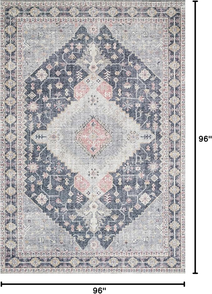 Loloi Skye Collection SKY-02 Charcoal/Multi 8'-0" x 8'-0" Round Area Rug
