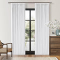 Pinch Pleated Blackout Curtains 102 Inches Long for Bedroom 100% Black Out Thick Linen Dual Layer Pinch Pleat Drapes with Back Tab Farmhouse Country Snow White 102 Inch Curtain for Dining Living Room