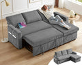 Vipbear 80" Sectional Sleeper Sofa Bed with Pull Out Bed, L Shaped Couch Pull Out Couch with Reclining Backrest, Reversible Storage Chaise, USB Ports, Tool-Free Assembly, Corduroy Grey