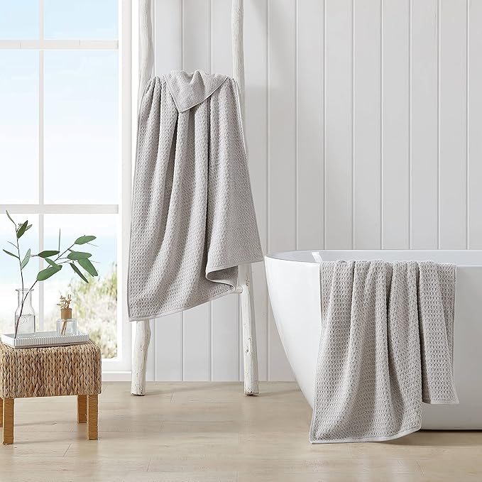 Tommy Bahama - Bath Towels, 100% Soft & Absorbent Cotton with Zero Twist Construction, Medium Weight Bathroom Towels (Northern Pacific Pelican Grey, 2 Piece)