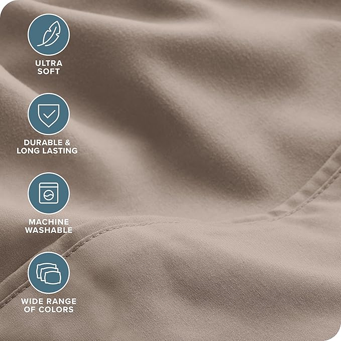 Bare Home Hotel Luxury Full Sheet Set, Extra Soft - 6 Piece Set - Deep Pockets - Easy Fit - Cooling & Breathable - Wrinkle, Fade, Stain Resistant - Includes 4 Pillowcases (Full, Taupe)
