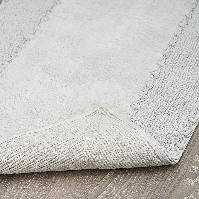 Laura Ashley Ruffle Border Light Grey 27"x 45" 100% Cotton Bath Rug