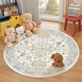 zesthome Washable Round Rug - 5ft Ultra-Thin Circle Area Rugs, Vintage Non-Slip Low Pile Rug for Living Room, Stain Resistant Rug for Bedroom, Entryway, Kitchen, Nursery