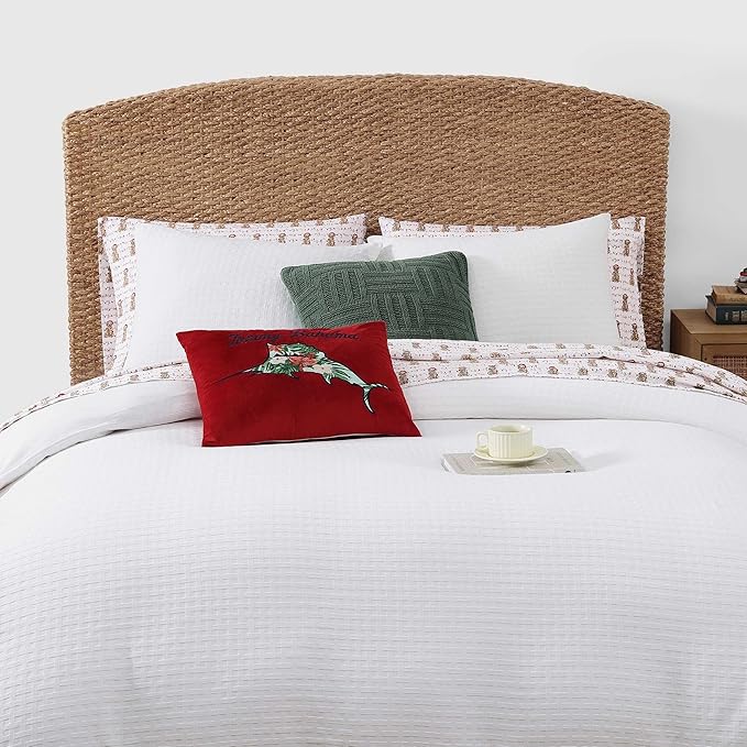 Tommy Bahama - Queen Size Sheet Set, Crisp & Cool Cotton Percale Bedding with a Smooth Lightweight Feel, 4 Piece Holiday Bed Sheets with Matching Pillowcases (Wrapped Up Red)