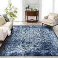 vivorug 8x10 Area Rugs, Stain Resistant Washable Rug for Living Room, Vintage-Inspired (Navy Blue, 8'x10')