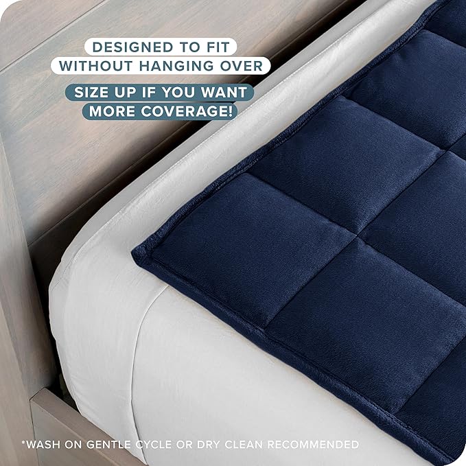 Bare Home Weighted Blanket Twin or Full Size 7lb (40" x 60") for Adults - Minky Fleece - Premium Heavy Blanket Nontoxic Glass Beads (Dark Blue, 40" x 60")