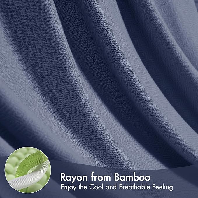 Madison Park Queen Size Blanket, 70% Rayon Bamboo-Based, 30% Cotton, Breathable for Hot Sleepers Menopause, Ultra Soft and Snag-Resistant, Summer Blanket for Bed or Couch, Queen 90"x90" Navy