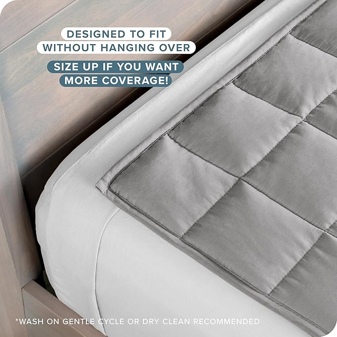 Bare Home Weighted Blanket All-Natural 100% Cotton with Nontoxic Glass Beads 40"x 60" 7 lbs, Light Grey