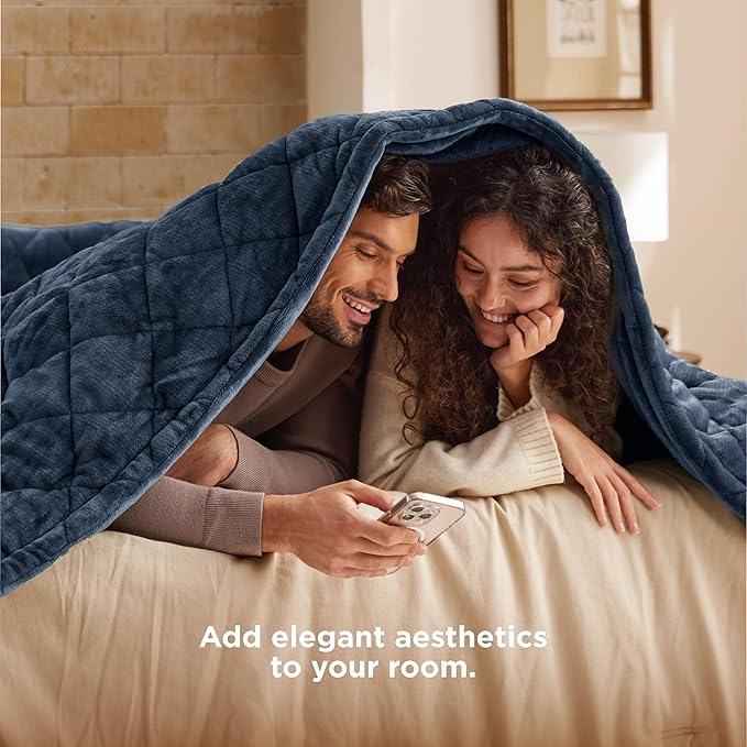 Bedsure Electric Blanket Queen Size - Dual Control Heated Blanket Queen with 10 Heat Settings, Thick Heating Blanket with 10 Time Settings, Fast Heating Quilted Blanket (84x90 inches, Bering Sea)