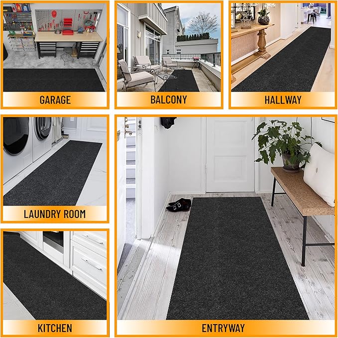 Ottomanson Commercial Scrape Rib Entry Mat – Heavy Duty Ribbed Floor Mat for High Traffic – Non Slip Rubber Back, Waterproof – Indoor Outdoor Use for Offices, Schools, Lobbies, 2' x 2', Black