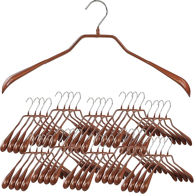Mawa by Reston Lloyd, Non-Slip Steel Suit/Jacket Hanger, Wide Supportive Sholders with Rotating Hook, Copper Set of 150