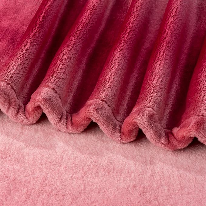 Berkshire Blanket-Classic Heavyweight Soft Printed VelvetLoft® Plush Warm Blanket, Twin Size Soft Fuzzy Blanket for Couch Sofa Bed, Ombre Burgundy, 60in x 90in