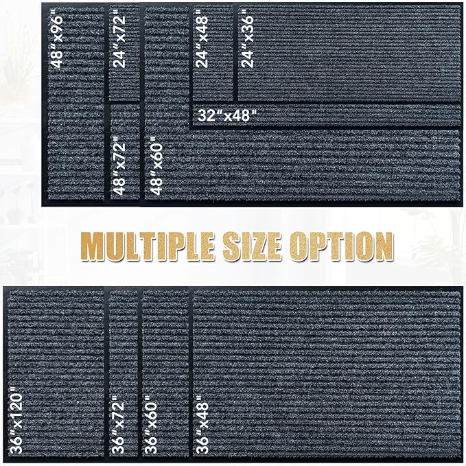 Front Door Mat,2'x3'Indoor Outdoor Door Mat,Heavy Duty Durable Welcome,Commercial Floor Mats Inside Outside Entrance, Waterproof All-Season, All-Weather Non Slip Backing Doormat for Entryway,Black