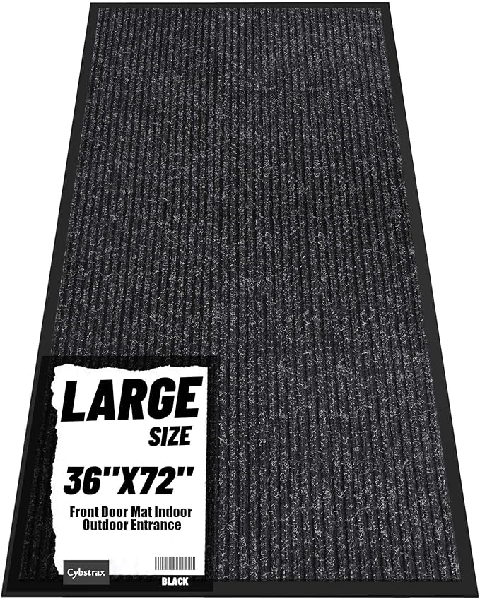 Front Door Mat Indoor Outdoor Entrance, 36" x 72" All-Season Heavy Duty Waterproof Doormat, Non-Slip Absorbent Entryway Mat, Easy to Clean, Low Profile Commercial Floor Mat for Indoor Outdoor