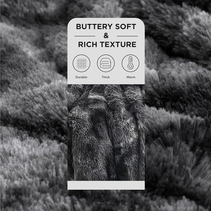 Bedsure GentleSoft Fluffy Tie Dye Black Blankets Queen Size for Bed, Thick Sherpa Faux Fur Fleece Fuzzy Plush Winter Warm Soft Queen Blankets, Black Bedroom Decor Cozy Gifts for Women Men, 90x90