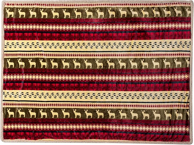 Pavilia Christmas Sherpa Blanket Throw Queen Bed - Red Flannel Fleece Christmas Decoration - Plush, Warm, Soft, Cozy Reversible Winter Holiday Blanket 90x90