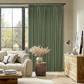 100 Inch Blackout Pinch Pleat Curtains 2 Panels Set for Living Room Bedroom Farmhouse Farmhouse Pinch Pleated Back Tab Thermal Insulated 100% Black Out Window Curtain Olive Green 100 Inch Length