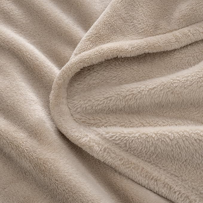 Luxury Fleece Warm Blanket, Soft Lightweight Velvety Plush Blanket for Sofa and Bed, Cozy Comfy for All Seasons(Grain, 90×90 Inches)