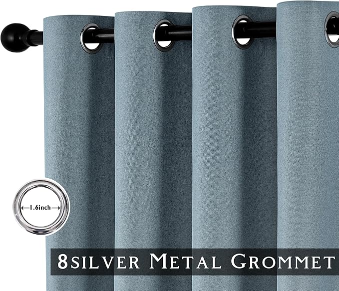 ChrisDowa 100% Blackout Blue Solid Curtains 120 Inches Long 2 Panels for Bedroom Living Room,Farmhouse Room Darkening Thermal Insulated Soundproof Grommet Top Window Treatment Drapes,52x120