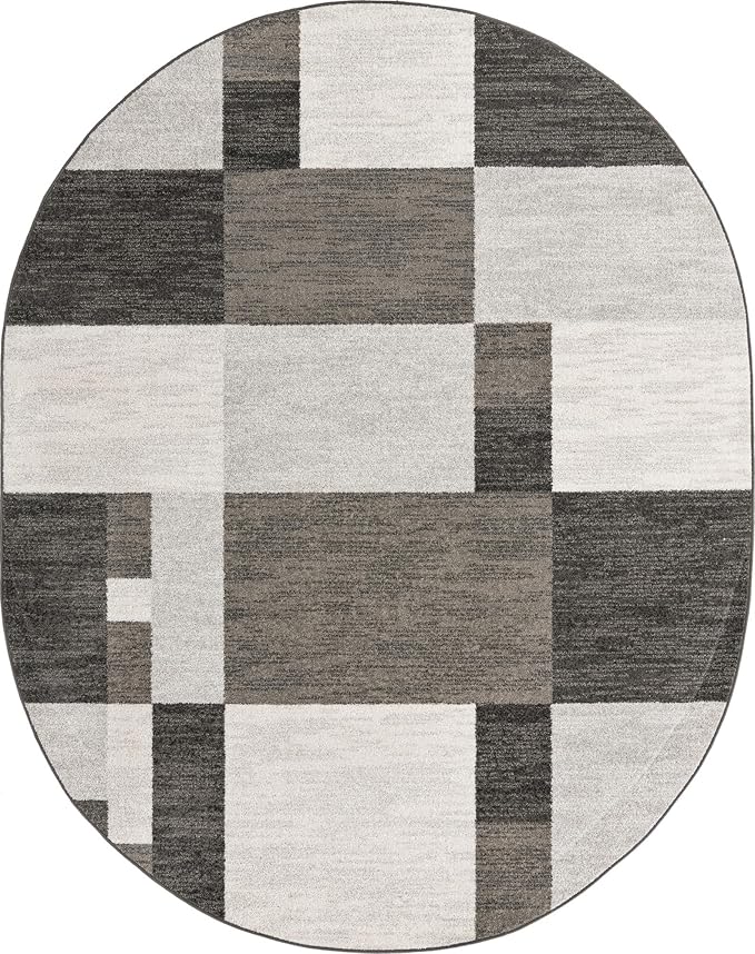 Unique Loom Autumn Collection Area Rug - Providence (7' 10" x 10' Oval, Gray/ Ivory)