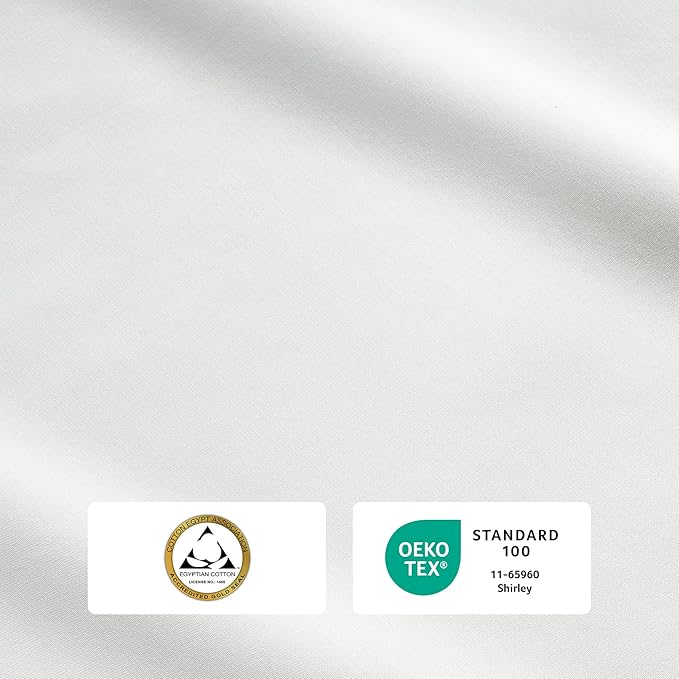 IZOD 100% Egyptian Cotton Sheets Set Queen Size, Cotton Percale Crisp Sheet Set 4Pc, Lightweight & Deep Pocket fits Upto 17", Long-Staple Soft Combed, Hotel Style Sheets Luxury Bedding Sheet - White