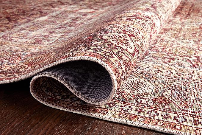 Loloi Layla Collection LAY-11 Cinnamon/Sage 5'-0" x 7'-6" .13" Thick Area Rug, Soft, Durable, Vintage Inspired, Distressed, Low Pile, Non-Shedding, Easy Clean, Printed, Living Room Rug