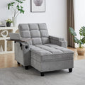 41.7" Chaise Lounge Chair Indoor, Oversized Boucle Upholstered Sofa Bed, Adjustable Backrest Deep Seat Reading Chair, Sofas Couches for Living Room with Storage, Cup Holders & 360° Swivel Side Table