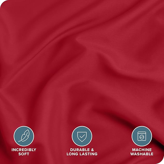 Bare Home Duvet Cover - Oversized King Size Bedding Set - Premium 1800 Super Soft Collection - Lightweight, Cooling - Soft Breathable Duvet Cover (Oversized King, Red)