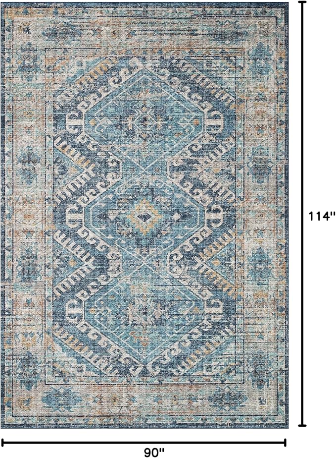 Loloi II Skye Collection SKY-03 Denim/Natural 7'-6" x 9'-6" Area Rug