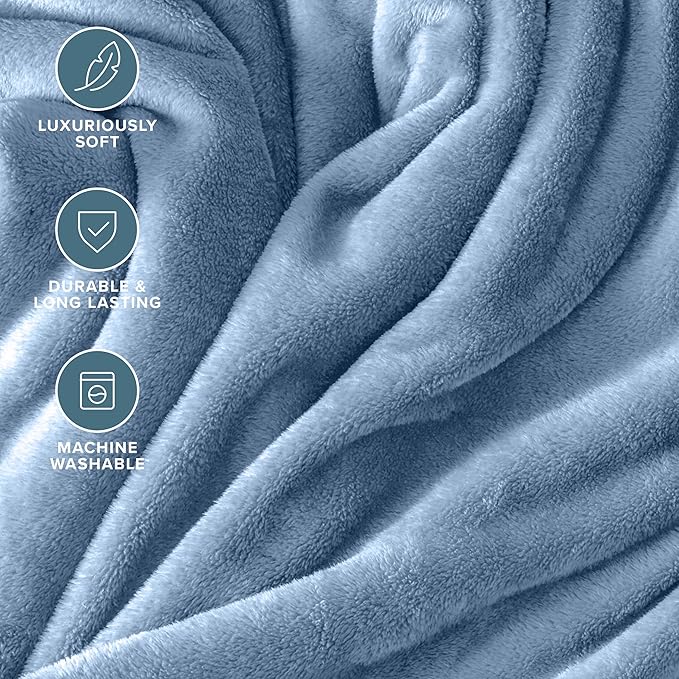 Bare Home Fleece Blanket - King Size - Ultra-Soft Lightweight for Bed, Sofa, and Couch - Luxury Microplush - Cozy Warm Blanket (King, Coronet Blue)