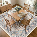 Area Rugs Square 7ft Washable Non-Slip, Floral Vintage Distress Print Pattern Medallion Carpet for Living Room Bedroom Dining Room, Beige Navy Blue Orange Colorful