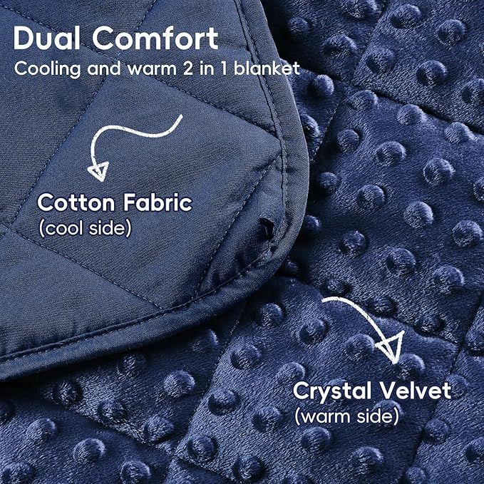 yescool Weighted Blanket 10 Pounds Blue Twin Size Cooling Weighted Throw Blanket, Minky Heavy Blankets Warm Weighted Comforter, Big Washable Thick Blankets Gift for 80-120lbs, 40 * 60in