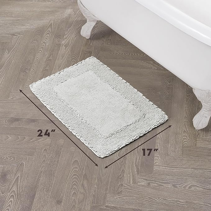 Laura Ashley Ruffle Border 100% Cotton Bath Rug, Light Grey, 17"x 24"