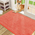OLANLY Dog Door Mat for Muddy Paws 48x30, Absorbs Moisture and Dirt, Absorbent Non-Slip Washable Doormat, Quick Dry Chenille Mud Mat for Dogs, Entry Indoor Entryway Carpet for Inside Floor, Coral