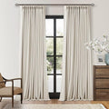 Cream White Linen Blackout Pleated Curtains 108 Inches Long 2 Panels Set Pinch Pleate 100% Black Out Double Layer Natural Burlap Thermal Insulated Drapes for Bedroom Living Windows 108 Inch Length