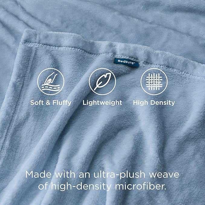 Bedsure Fleece Throw Blanket for Couch Light Blue - Lightweight Plush Fuzzy Cozy Soft Blankets and Throws for Sofa, 50x70 inches