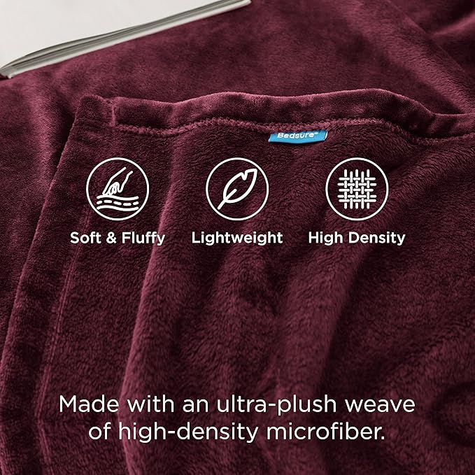 Bedsure GentleSoft Burgundy Red Fleece Blanket King Size - 280GSM Throw Blankets for Couch,Sofa,Bed, Soft Lightweight Plush Cozy Throws for Toddlers
