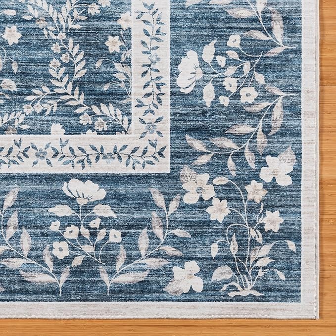 Gertmenian Indoor Boho Area Rug | Home Decor for Entryway, Bedroom, Living Room, Office, Kitchen | Non Slip, Soft, Printed Accent Rugs | Vela, Navy, 9x13 Extra Large, 24613