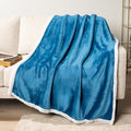 PAVILIA Sherpa Fleece Throw Blanket for Couch, Teal Blue, Plush Soft Fuzzy Sofa Blanket, Cozy Reversible Winter Throw for Women Men, 50x60 Inches