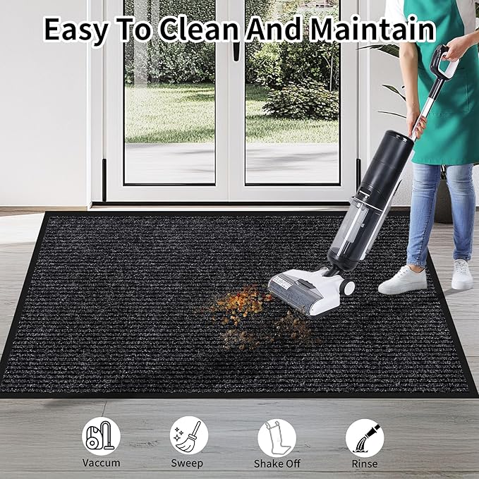 Front Door Mat Indoor Outdoor Entrance, 36" x 48" All-Season Heavy Duty Waterproof Doormat, Non-Slip Absorbent Entryway Mat, Easy to Clean, Low Profile Commercial Floor Mat for Indoor Outdoor