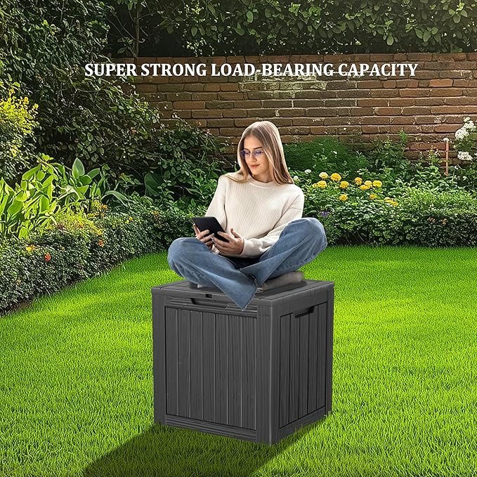 35 Gallon Outdoor Storage Box Waterproof, Resin Deck Boxes with Lockable Lid & UV-Resistant for Patio, Pool, Garden Furniture Cushions & Accessories, Black