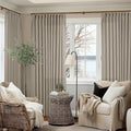 Burlywood Birch 90 Inches Long 70 Inch Wide Curtains for Living Room Light Filtering Semi Sheer Modern Farmhouse Pleated Curtain Back Tab for Patio Sliding Door Dining Room Large Window 1 Panel 70x90