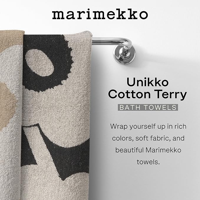 MARIMEKKO - Unikko Cotton Terry Bath Towel (Red) – Floral Patterned Bath Towels – 59 in x 28 in