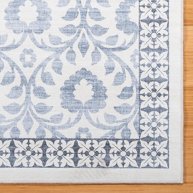 Gertmenian Indoor Boho Area Rug | Home Decor for Entryway, Bedroom, Living Room, Office, Kitchen | Non Slip, Soft, Printed Accent Rugs | Esme, Blue, 8x10 Large, 24562